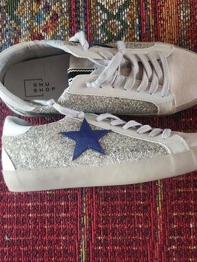 Shu Shop Pearl Glitter Women's With Blue Stars Sneakers